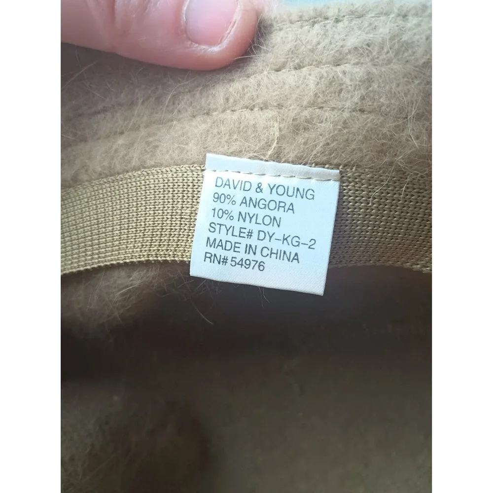 David & Young Tan Angora Blend Fuzzy Bucket Hat DY-KG-2 Beige Y2K Vintage Style